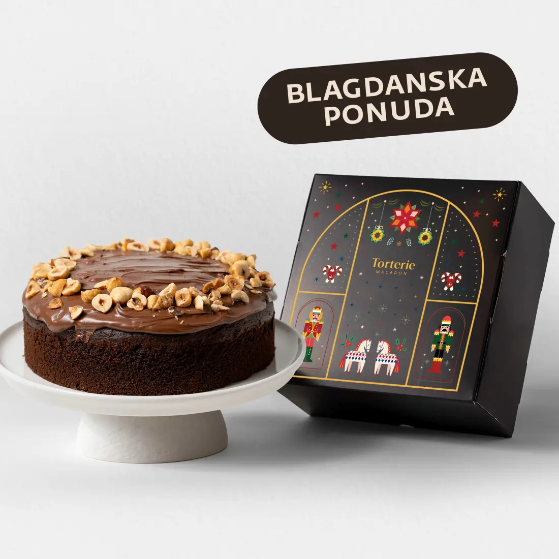 Božićna torta čoko lješnjak